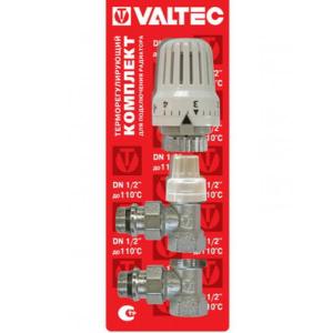 Комплект угловых радиаторных кранов с термоголовкой Valtec VT.045.N.04