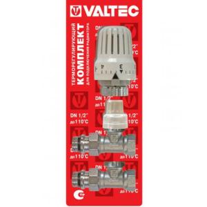 Комплект прямых радиаторных кранов с термоголовкой Valtec VT.046.N.04